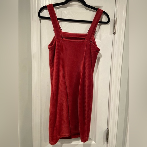 No Boundaries Size M Soft Stretchy Bodycon Pink Ribbed Velour Mini Dress Buckles - Picture 6 of 10